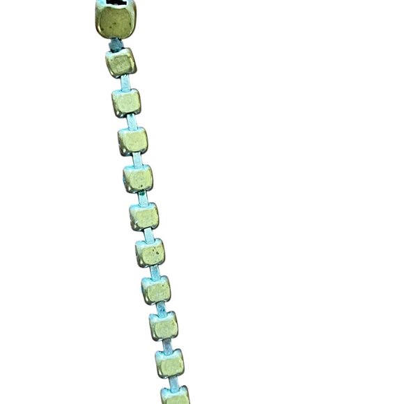 Vintage Silver-Tone Aquamarine Blue Rhinestone Crystal Necklace 16" - Picture 5 of 6